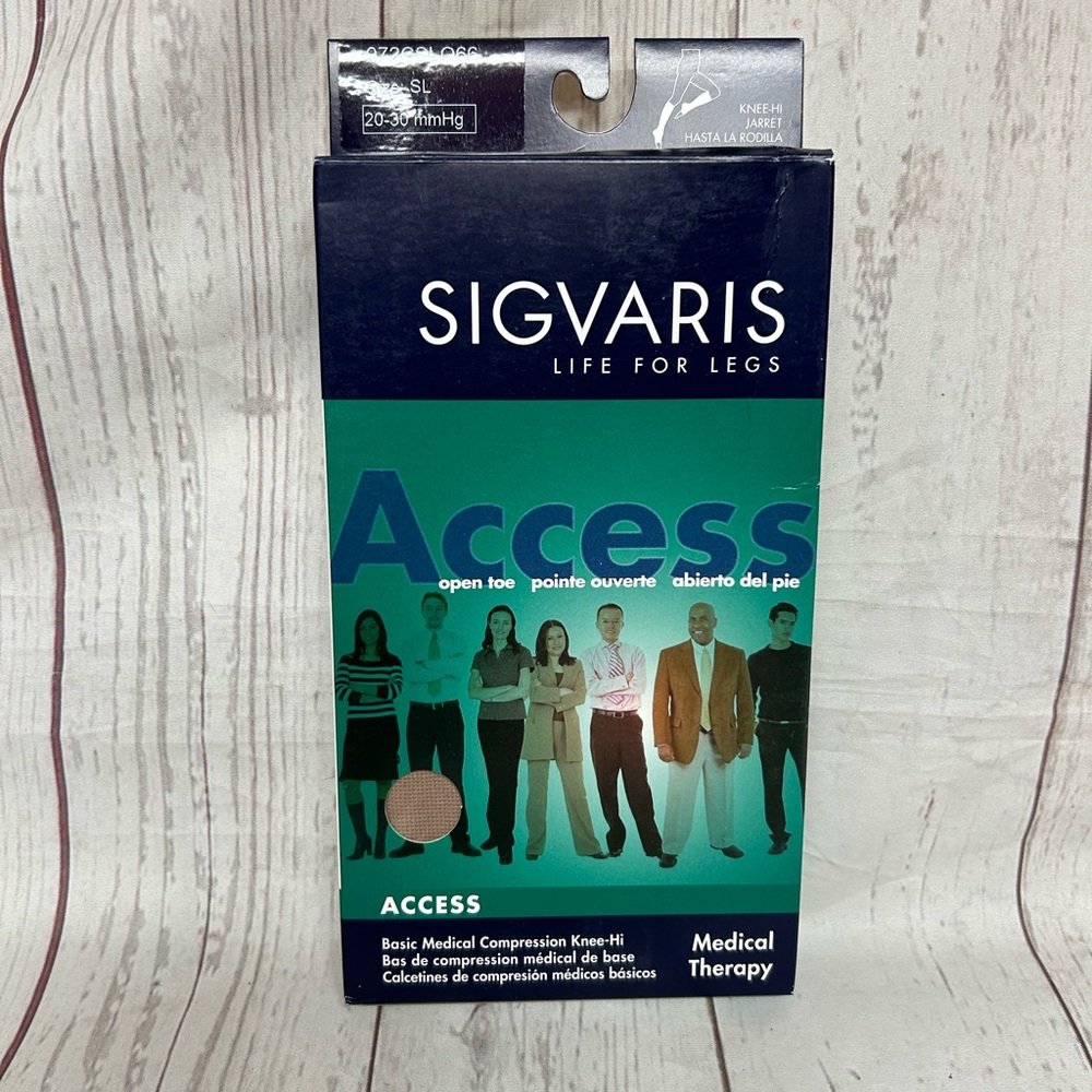 Sigvaris Compression Knee High Stockings Open Toe Small Long Crispa-972CSLO66 - Picture 2 of 10